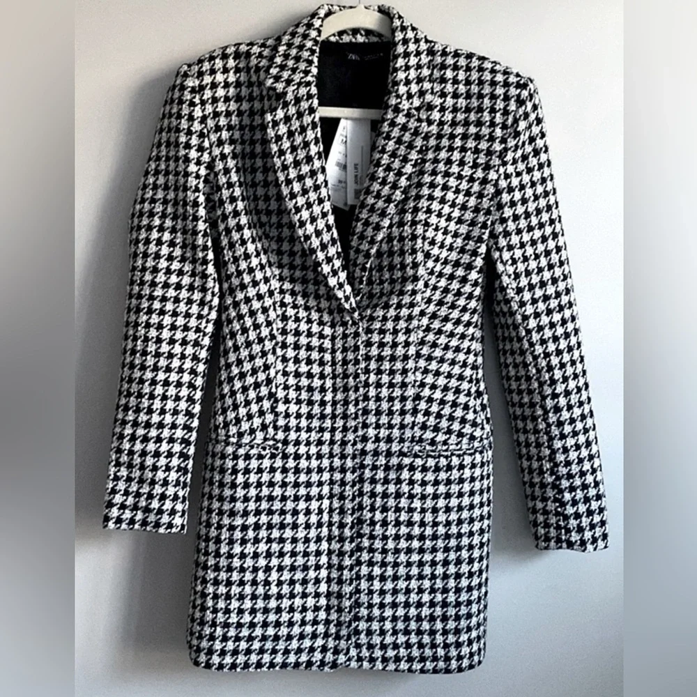 Zara Houndstooth Blazer Mini Dress size M NEW with tags - Picture 9 of 16